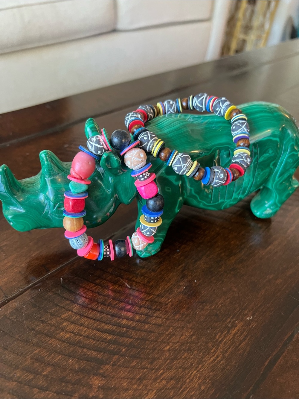 Handmade Artisan Bracelets from Nigeria Black White Painted Beads / Multicolored